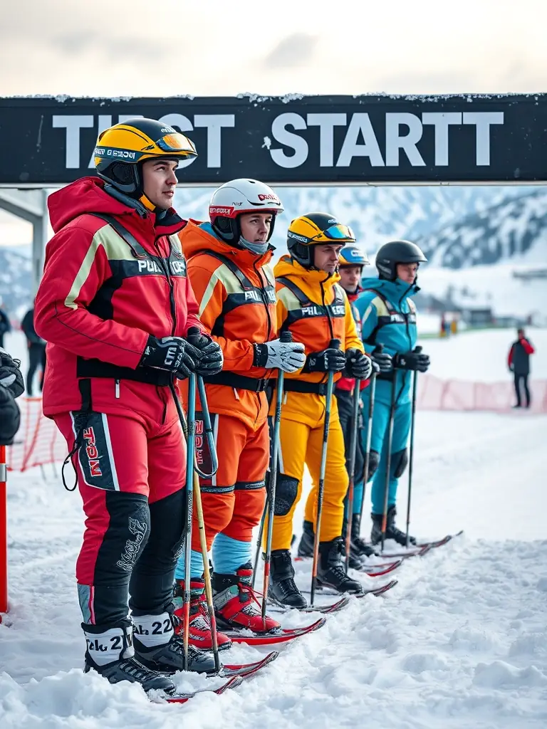 A group of cross-country skiers participating in a friendly race, showcasing their skills and enjoying the competitive spirit in Réallon.
